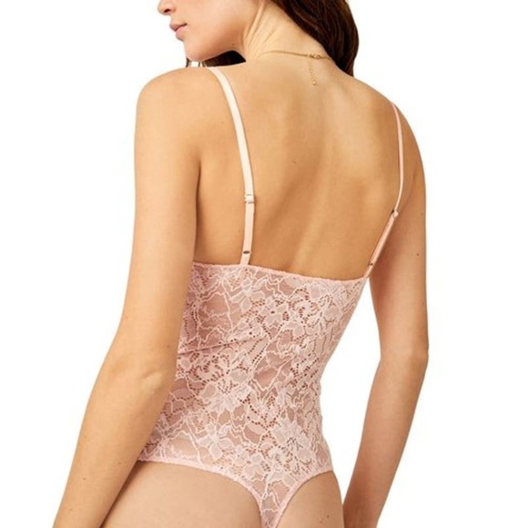 NWOT Free People Lace Night Rhythm Pink Bodysuit SMALL - Picture 4 of 7